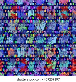 Seamless abstract geometric pattern, colorful pattern, hand drawn background, vector. For the design and decoration background, wallpaper, packaging, fabrics, textiles.