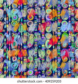 Seamless abstract geometric pattern, colorful pattern, hand drawn background, vector. For the design and decoration background, wallpaper, packaging, fabrics, textiles.