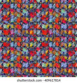 Seamless abstract geometric pattern, colorful pattern, hand drawn background, vector. For the design and decoration background, wallpaper, packaging, fabrics, textiles.