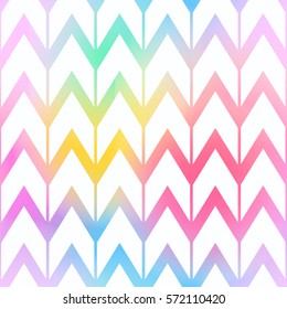 Seamless abstract geometric pattern with the colorful rainbow zigzag lines. Perfect for party background, holiday decoration or bright clothes.