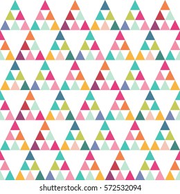 Seamless abstract geometric pattern with colorful triangles vector background