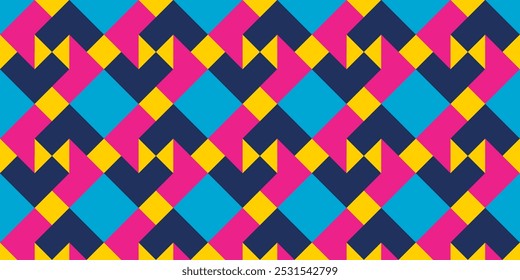 Seamless abstract geometric pattern combination of colorful shapes.
Perfect for printing, design backgrounds, wallpaper and tiles, gift wrapping