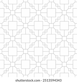 Seamless abstract geometric pattern consisting of square shapes with thin connected lines. Suitable for various creative projects or decorative elements.