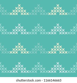Seamless abstract geometric pattern. Cross-stitch. Mosaic texture. Brushwork. Hand hatching. Scribble texture. Textile rapport.