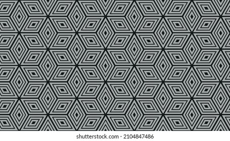 Seamless abstract geometric pattern with cubes. Geometric 3d vector wallpaper, cube pattern background.