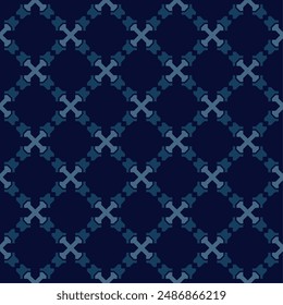 Seamless abstract geometric pattern in dark blue colors. Suitable for various design purposes of textiles, tiles, wallpapers, backgrounds, etc.