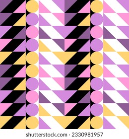 Seamless Abstract Geometric Pattern Decorative Ornament Wall Textile Fabric Background Seamless Vector Illustration Black White Pink Purple