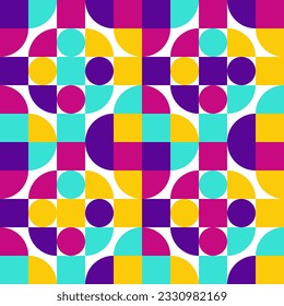 Seamless Abstract Geometric Pattern Decorative Ornament Wall Textile Fabric Background Seamless Vector Illustration Yellow Purple Blue