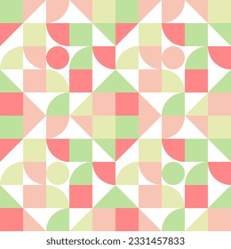 Seamless Abstract Geometric Pattern Decorative Ornament Wall Textile Fabric Background Seamless Vector Illustration White Green Red Pink