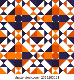 Seamless Abstract Geometric Pattern Decorative Ornament Wall Textile Fabric Background Seamless Vector Illustration White Orange Red Blue
