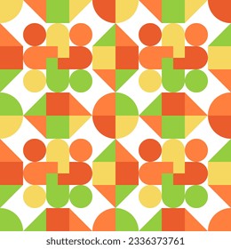 Seamless Abstract Geometric Pattern Decorative Ornament Wall Textile Fabric Background Seamless Vector Illustration White Green Orange
