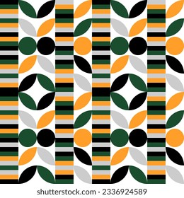 Seamless Abstract Geometric Pattern Decorative Ornament Wall Textile Fabric Background Seamless Vector Illustration Green Black Orange