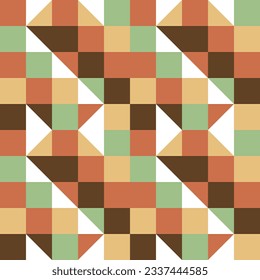 Seamless Abstract Geometric Pattern Decorative Ornament Wall Textile Fabric Background Seamless Vector Illustration Green Brown 