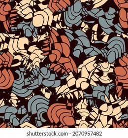 Seamless abstract geometric pattern depicting various curved elements
