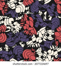 Seamless abstract geometric pattern depicting various curved elements
