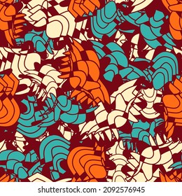 Seamless abstract geometric pattern depicting various curved elements
