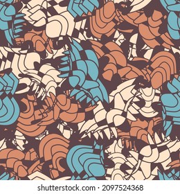 Seamless abstract geometric pattern depicting various curved elements