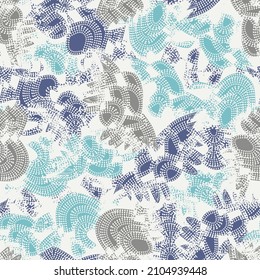 Nahtlos abstraktes geometrisches Muster, das verschiedene gekrümmte Elemente darstellt
