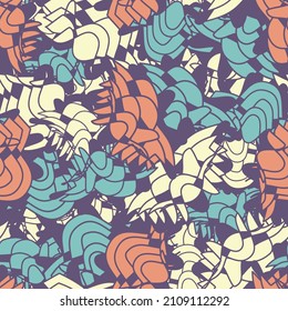 Seamless abstract geometric pattern depicting various curved elements
