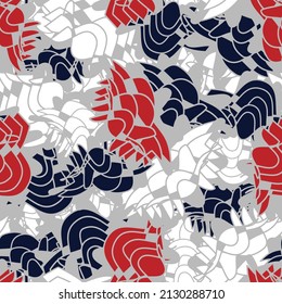Seamless abstract geometric pattern depicting various curved elements