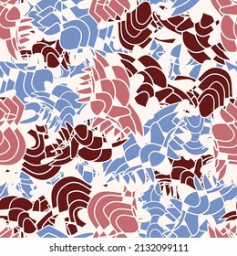 Seamless abstract geometric pattern depicting various curved elements

