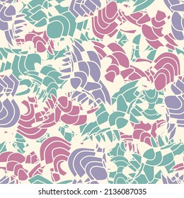 Seamless abstract geometric pattern depicting various curved elements
