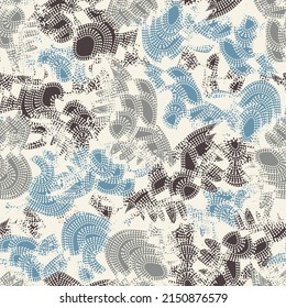 Seamless abstract geometric pattern depicting various curved elements
