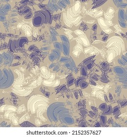 Seamless abstract geometric pattern depicting various curved elements
