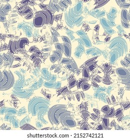 Seamless abstract geometric pattern depicting various curved elements

