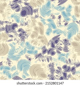 Seamless abstract geometric pattern depicting various curved elements
