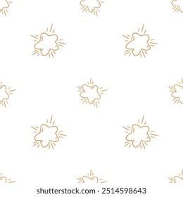 Seamless abstract geometric pattern with doodle hand drawn stars, golden color. Christmas gift wrapping paper texture. Hand drawn vector background.