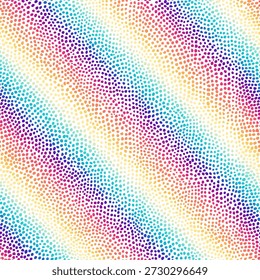 Seamless abstract geometric pattern. Ethnic tribal style with colorful small dots on overlay white background. Decorative mosaic. Vector illustration.
