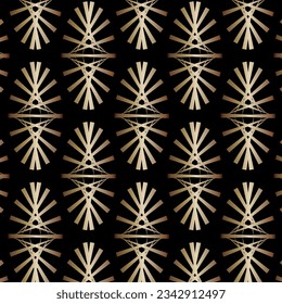 Seamless abstract geometric pattern for fabric, banners, surface design, packaging, background. Luxury gold and black design. Vector illustration