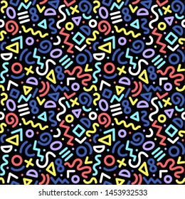Seamless abstract geometric pattern. Fashion 80-90s. Hipster Memphis style.
