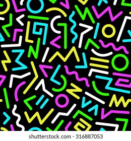 Seamless abstract geometric pattern fashion 80s-90s. It can be used in printing, website background and fabric design.
