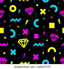 Seamless abstract geometric pattern fashion 80-90s. Good for covers, placards, posters, flyers and banner designs. Vector illustration.