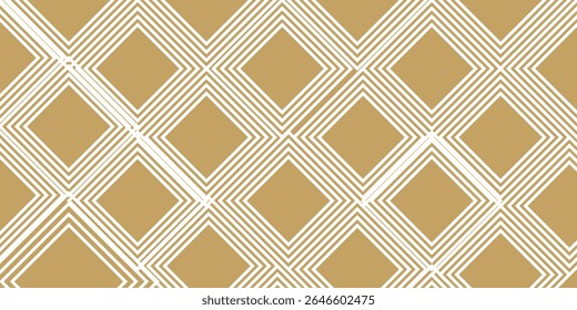 Padrão geométrico abstrato sem costura com diamantes e linhas de interseção, projetado em tons de ouro. Perfeito para fundos luxuosos.
