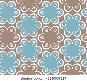 Seamless abstract geometric pattern with flowers. Vector art.