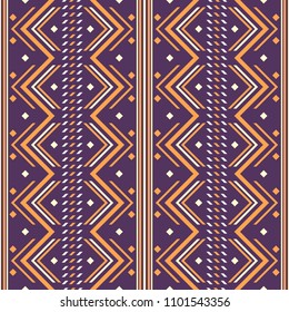 Seamless abstract geometric pattern. Folk style ornament violet and orange colors