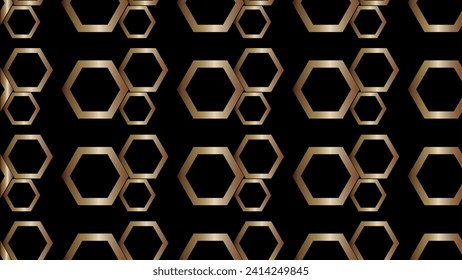 seamless abstract geometric pattern gold hexagons on black background. geometric ornaments pattern for printing on paper wallpaper decoration textiles and scrapbooking. vector