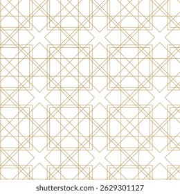 Patrón geométrico abstracto sin fisuras con líneas de oro, cuadrados y Formas sobre fondo blanco. Ideal para telas, Fondos de pantalla, cuadernos, envolturas para regalos, empaques, alfombras y marcas.
