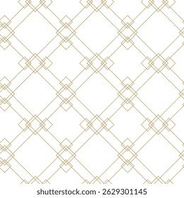 Patrón geométrico abstracto sin fisuras con líneas de oro, cuadrados y Formas sobre fondo blanco. Ideal para telas, Fondos de pantalla, cuadernos, envolturas para regalos, empaques, alfombras y marcas.
