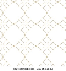 Seamless abstract geometric pattern with gold lines, squares, and shapes on white background. Ideal for fabric, wallpapers, notebooks, gift wrap, packaging, rugs, and branding.