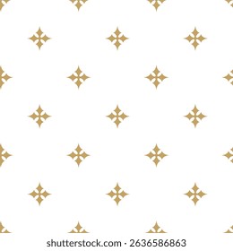 Seamless abstract geometric pattern with gold lines, squares, and shapes on white background. Ideal for fabric, wallpapers, notebooks, gift wrap, packaging, rugs, and branding.