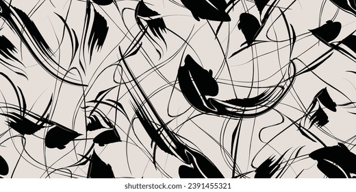 Seamless abstract geometric pattern. Hand drawn exotic brush texture. Vector illustration