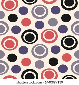 Seamless abstract geometric pattern with the image of rings and circles.
