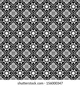 Seamless abstract geometric pattern. The intersection of lines, circles in the seamless. Vector.
