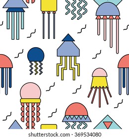 Seamless abstract geometric pattern with jellyfishes