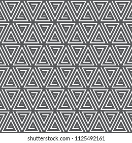 Seamless abstract geometric pattern with line triangle figures. Vector illustration. Black and white texture