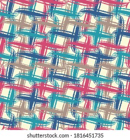 Seamless abstract geometric pattern of longitudinal and transverse wavy stripes.
